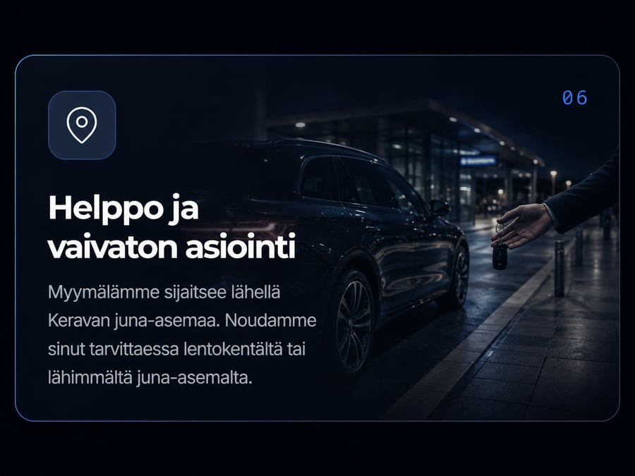 Helppo ja vaivaton asiointi — myymälä lähellä Keravan juna-asemaa, nouto tarvittaessa.